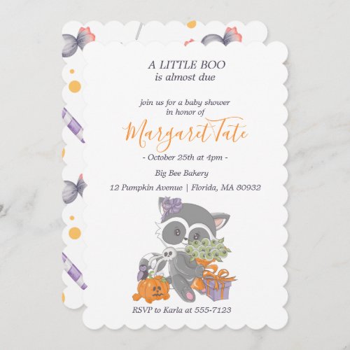 Halloween Pumpkin Animals Little Boo Baby Shower   Invitation