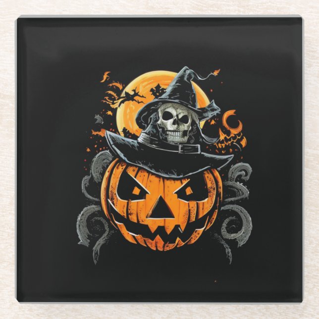 Halloween/pumpkin/autumn/fall  glass coaster (Front)