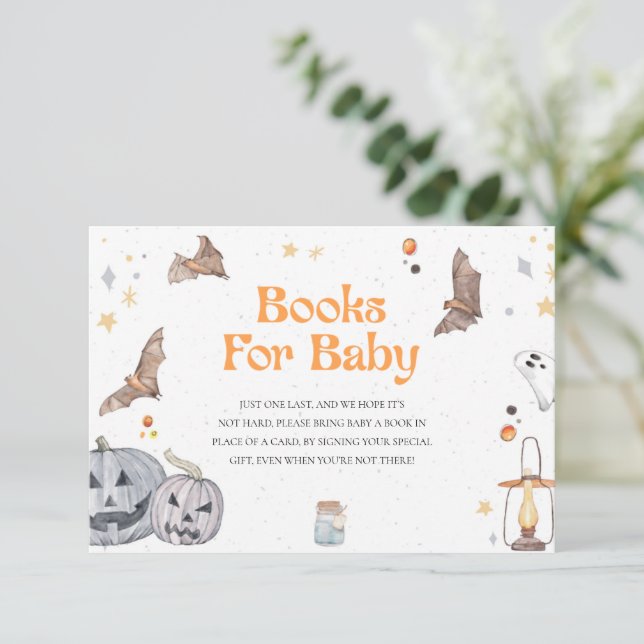 Halloween Pumpkin Baby Shower Books For Baby Card (Standing Front)