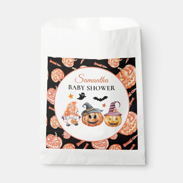 Halloween Pumpkin Baby Shower Favor Bag (Front)
