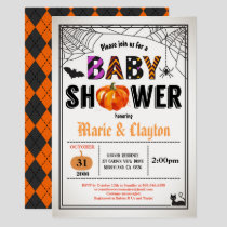 Halloween pumpkin baby shower gender neutral invitation