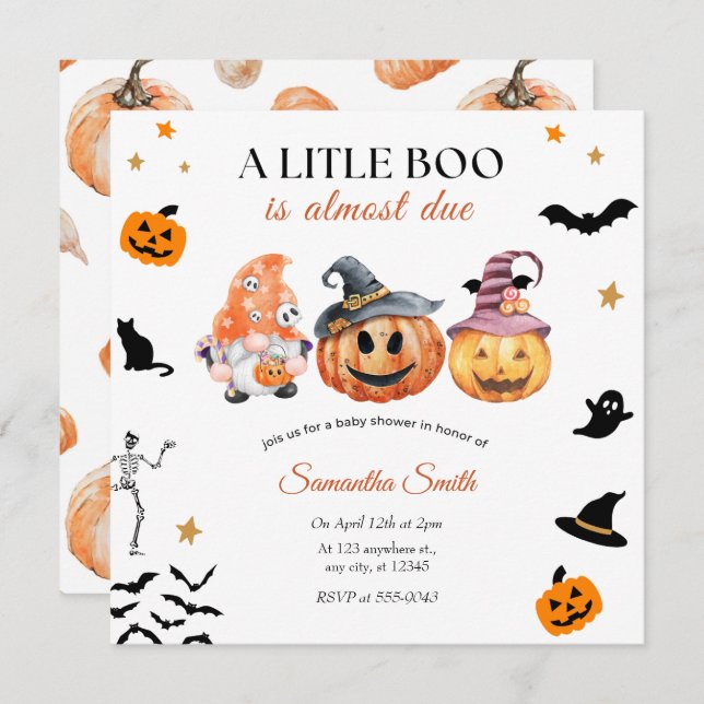 Halloween Pumpkin Baby Shower Invitation (Front/Back)