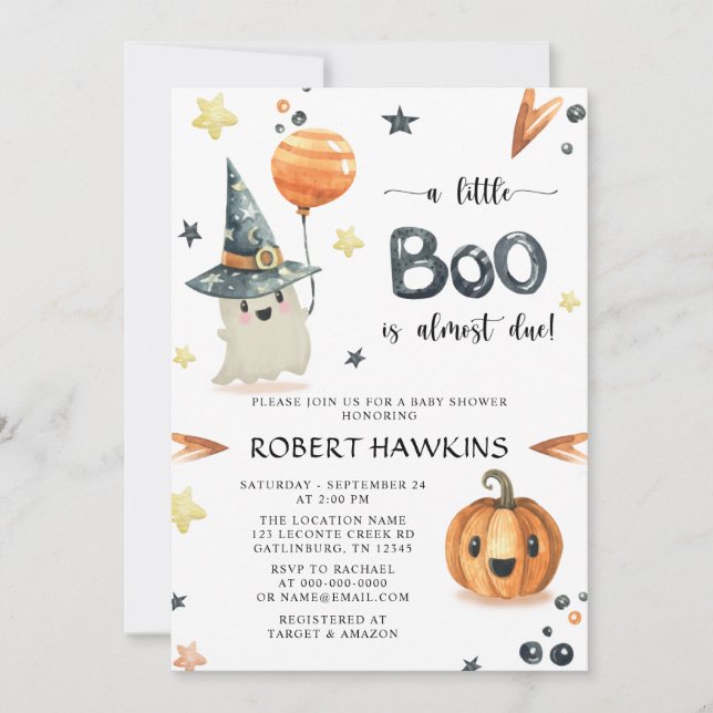 Halloween Pumpkin Baby Shower Invitation (Front)