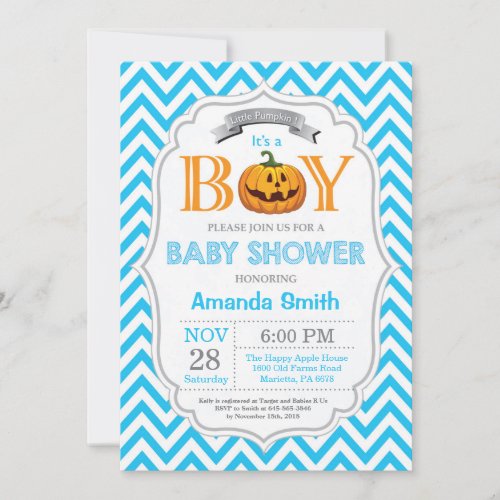 Halloween Pumpkin Baby Shower Invitation Boy