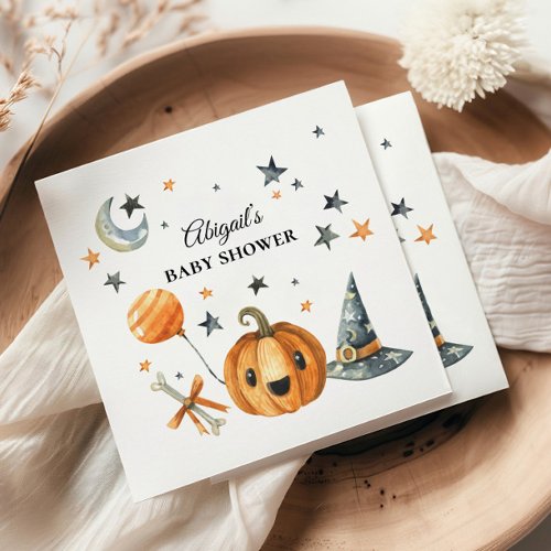 Halloween Pumpkin Baby Shower Paper Napkin
