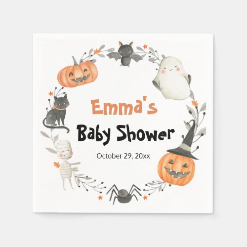 Halloween Pumpkin Baby Shower Paper Napkin