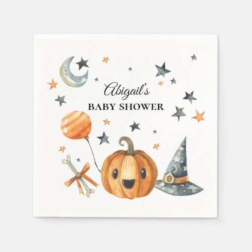 Halloween Pumpkin Baby Shower Paper Napkin - Halloween Pumpkin Baby Shower Paper Napkin