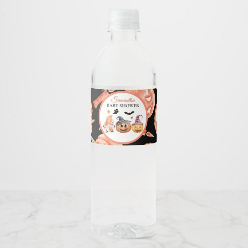 Halloween Pumpkin Baby Shower Water Bottle Label