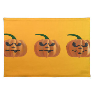 Halloween Pumpkin Background in Orange with Funny Cloth Placemat