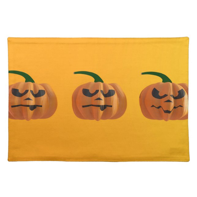 Halloween Pumpkin Background in Orange with Funny Cloth Placemat (Front)