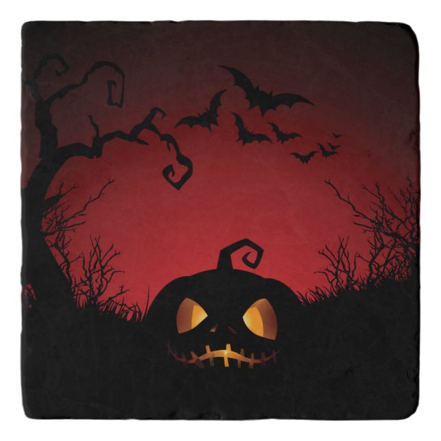Halloween Pumpkin Background Trivet (Front)