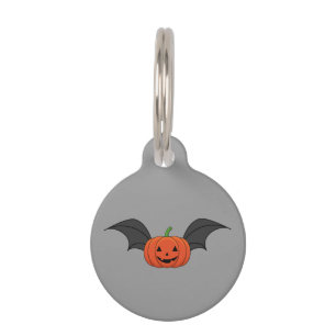 Halloween Pumpkin Bat Add Name Pet ID Tag