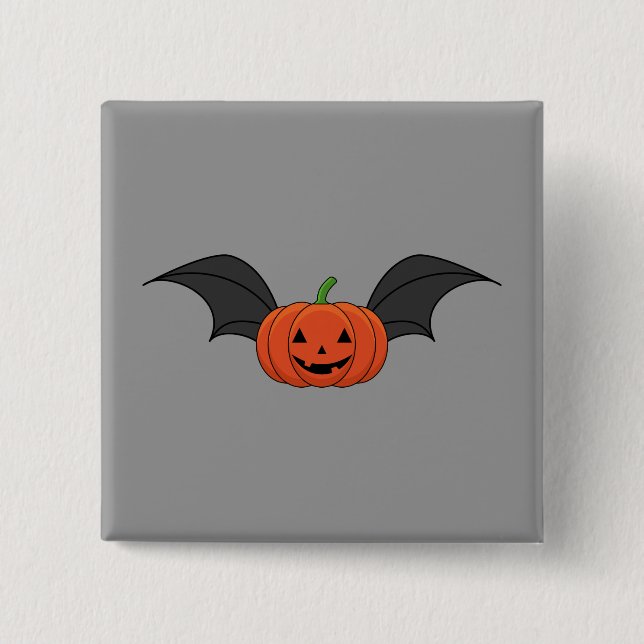 Halloween Pumpkin Bat Button (Front)