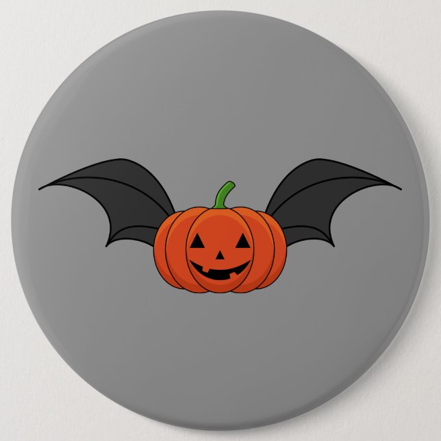 Halloween Pumpkin Bat Button (Front)