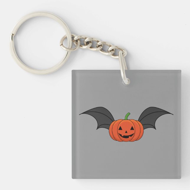 Halloween Pumpkin Bat Keychain (Front)