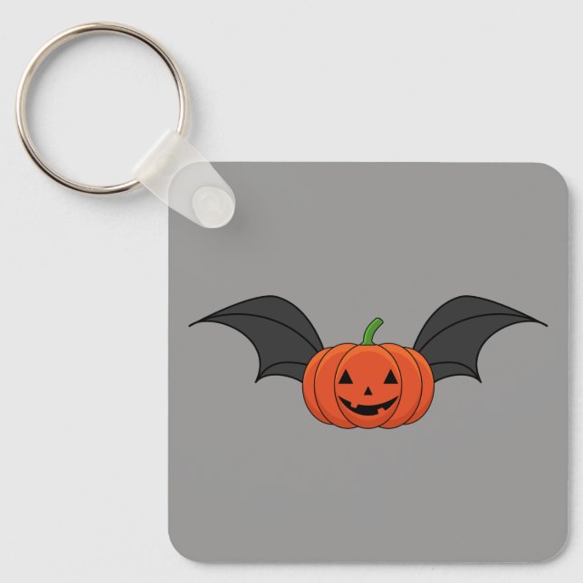 Halloween Pumpkin Bat Keychain (Front)