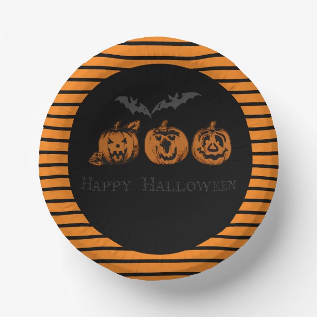 Halloween/pumpkin/bat  paper bowls (Front)
