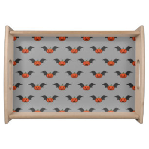 Halloween Pumpkin Bat Serving Tray