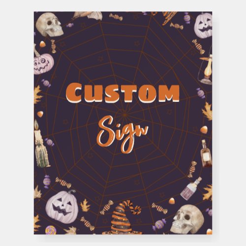 Halloween Pumpkin Bat Skull Custom Sign Foam Board