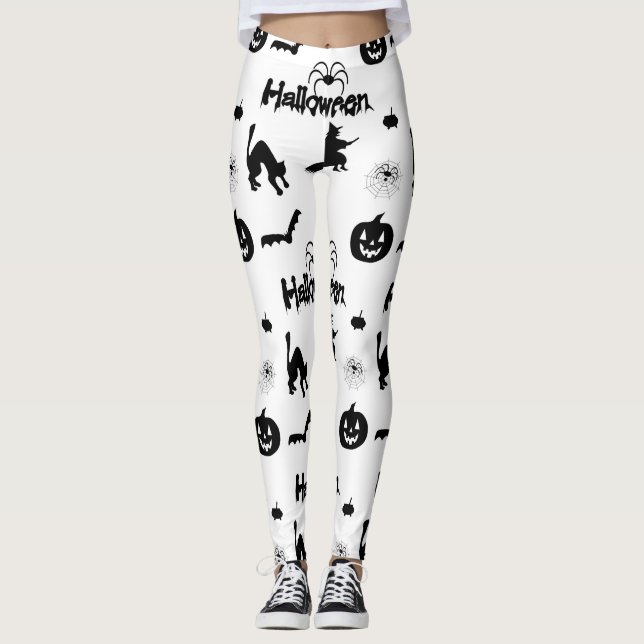 Halloween pumpkin bat witch spider Leggings (Front)
