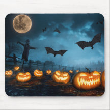 Halloween Pumpkin Bats & Witches #6 Mouse Pad