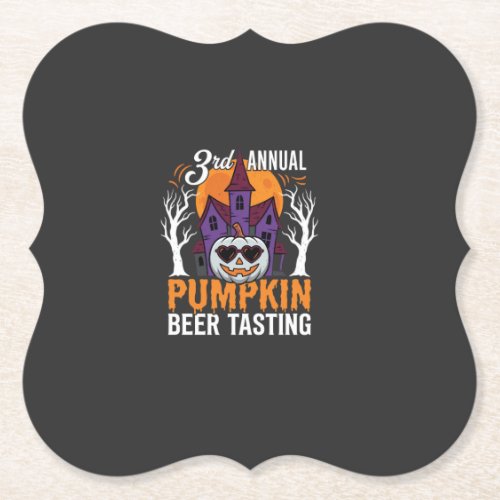 Halloween Pumpkin Beer Tasting Haunted House Paper Coaster