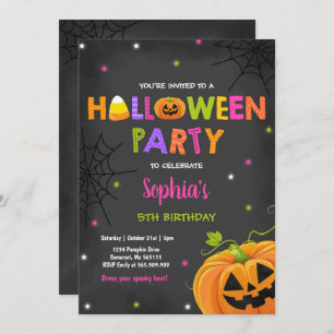 Halloween Pumpkin Birthday Invite Spooktacular