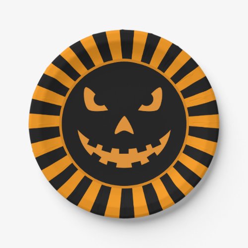 Halloween Pumpkin Black Orange Jack O Lantern Paper Plates