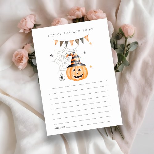 Halloween Pumpkin Boo Advice for Mum Baby Shower Enclosure Card