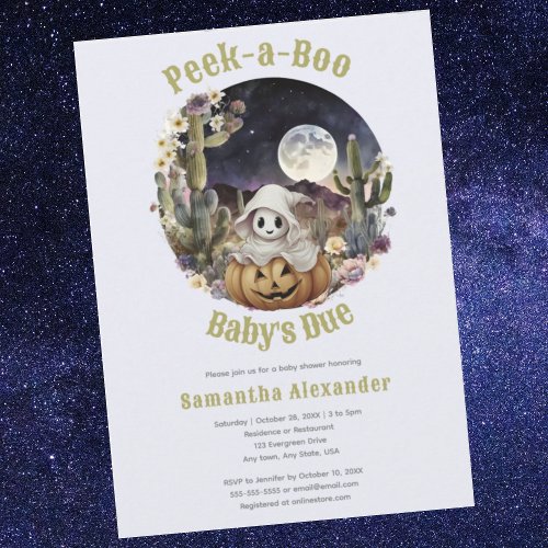 Halloween Pumpkin Boo baby shower Invitation