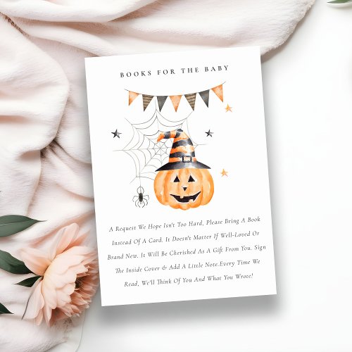 Halloween Pumpkin Boo Books For Baby Shower Enclosure Card