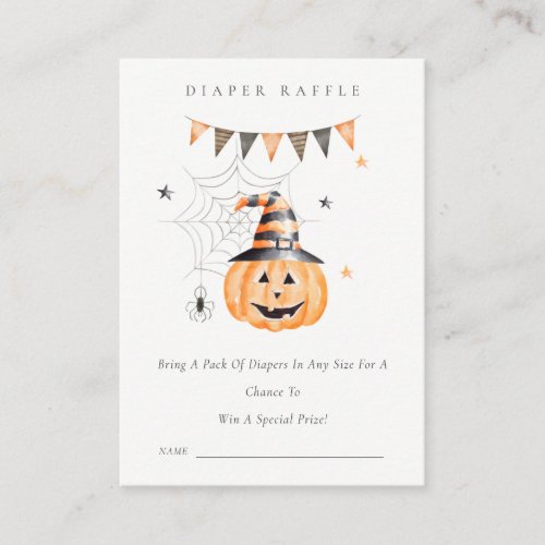 Halloween Pumpkin Boo Diaper Raffle Baby Shower Enclosure Card