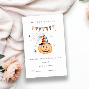 Halloween Pumpkin Boo Diaper Raffle Baby Shower Enclosure Card