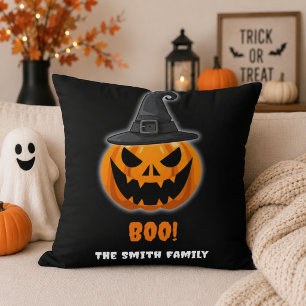 Halloween Pumpkin “BOO!” – Personalized Name Throw Pillow
