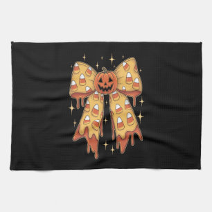 Halloween Pumpkin Bow Candy Corn Kitchen Towel