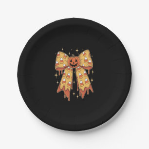 Halloween Pumpkin Bow Candy Corn Paper Plates