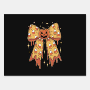 Halloween Pumpkin Bow Candy Corn Sign
