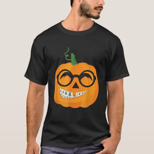 Halloween Pumpkin Braces Orthodontics Dental Surge T_Shirt