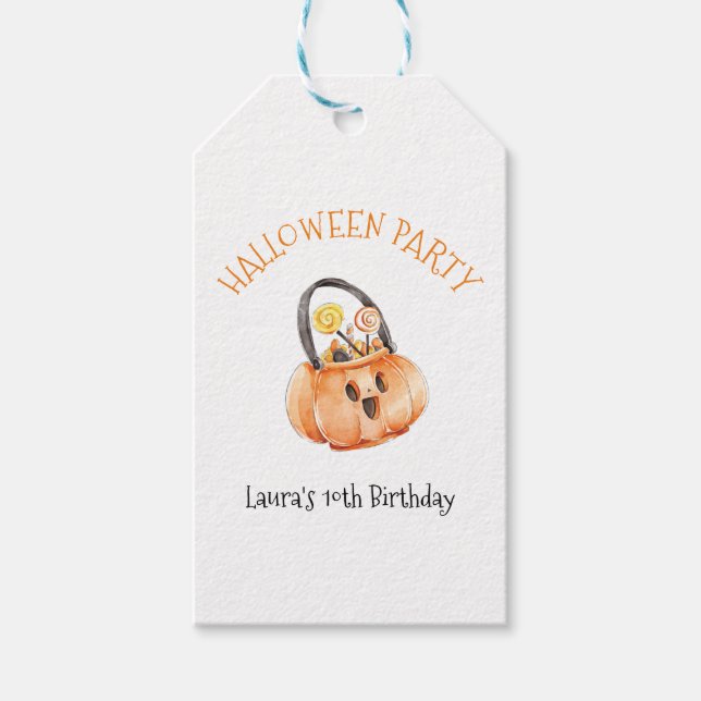 Halloween Pumpkin Bucket Gift Tags (Front)