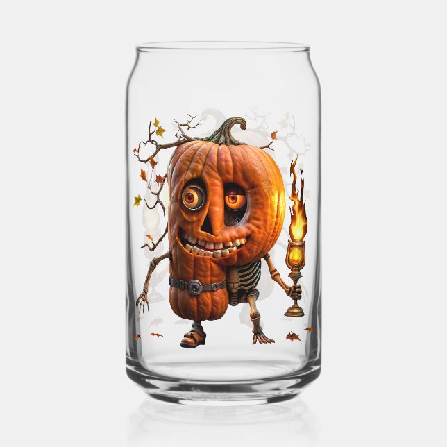 Halloween Pumpkin Can Glass (Front)