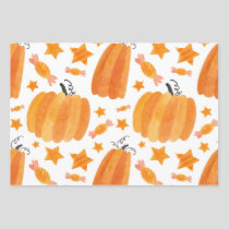Halloween Pumpkin & Candies Trick Or Treat Pattern Wrapping Paper Sheets