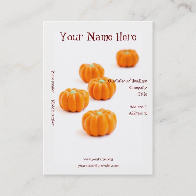 Halloween pumpkin candy business card (Front)