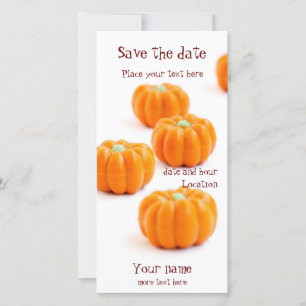 Halloween pumpkin candy save the date