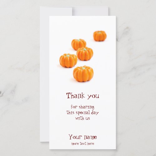 Halloween pumpkin candy thank you card