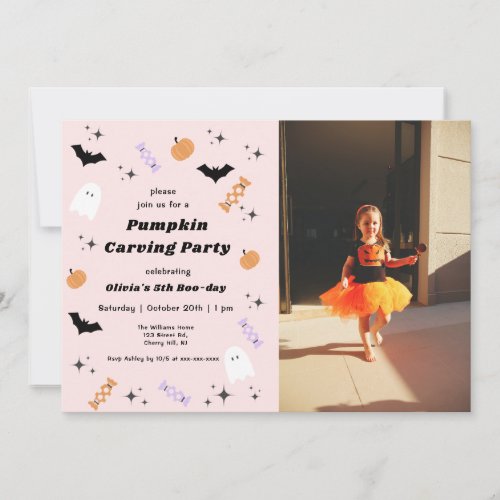 Halloween Pumpkin Carving Birthday Invitation