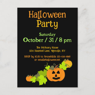Halloween Pumpkin Carving Black Orange Green Party Postcard