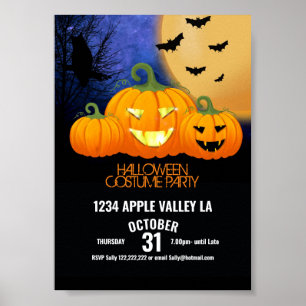 halloween pumpkin carving costume party disco poster