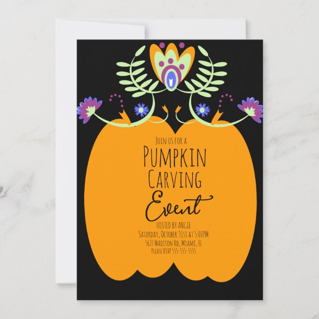 Halloween Pumpkin Carving Party Event  Invitation (Front)