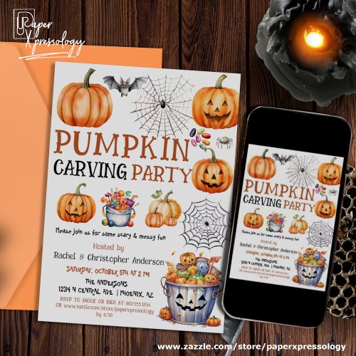 Halloween Pumpkin Carving Party for Kids and Adult Invitation