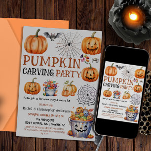 Halloween Pumpkin Carving Party for Kids and Adult Invitation